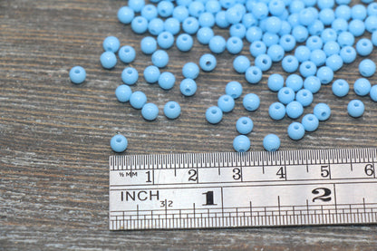 4mm Blue Round Beads, Acrylic Gumball Beads, Blue Round Spacer Beads, Bubblegum Beads, Plastic Round Smooth Bead #1322