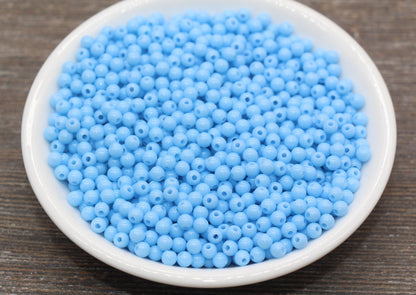 4mm Blue Round Beads, Acrylic Gumball Beads, Blue Round Spacer Beads, Bubblegum Beads, Plastic Round Smooth Bead #1322