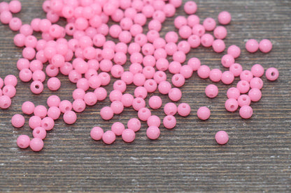 4mm Taffy Pink Round Beads, Acrylic Gumball Beads, Pink Round Spacer Beads, Bubblegum Beads, Plastic Round Smooth Bead #1323