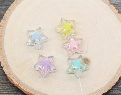 Mix Star Beads, Transparent Star Beads, Multicolor Star Beads, Chunky Star Beads, Bracelet Beads, #2631