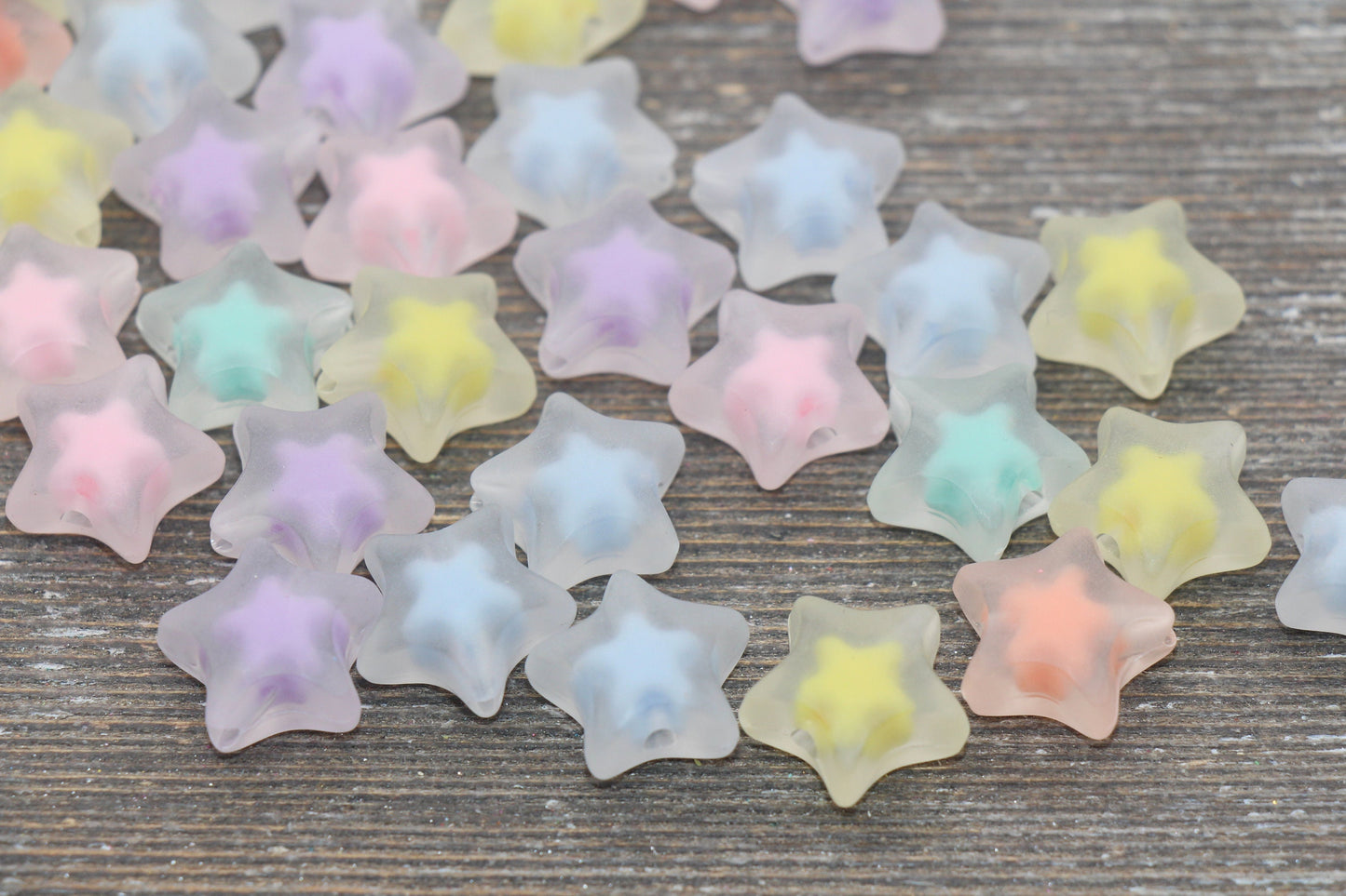 Frosted Star Beads, Matte Star Beads, Multicolor Star Beads, Chunky Star Beads, Bracelet Beads, #2632