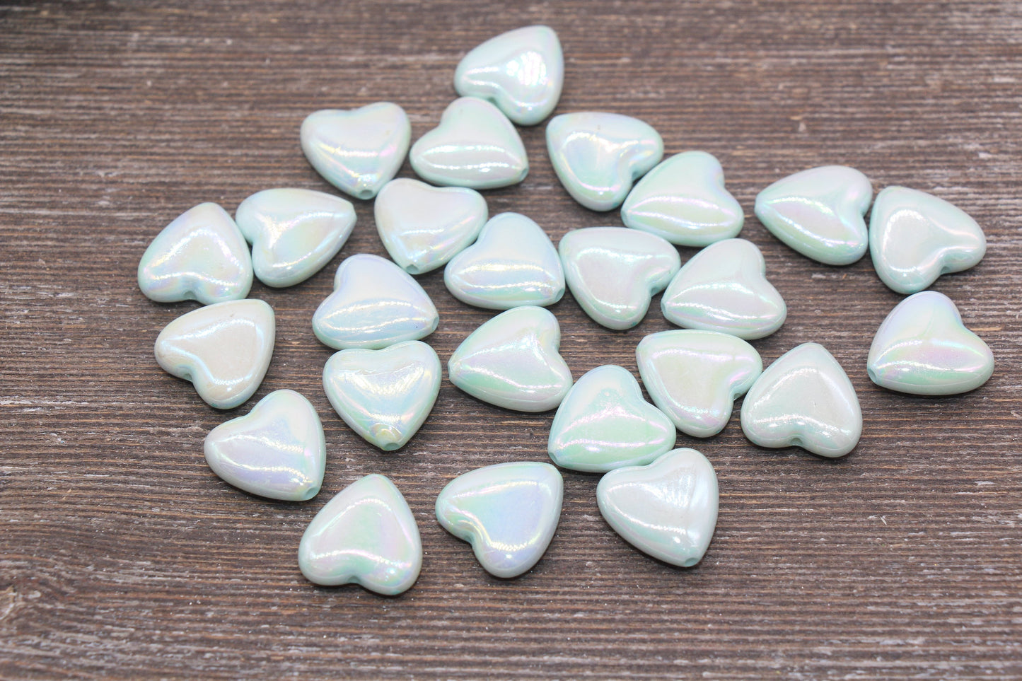 Iridescent Heart Beads, AB Blue Heart Beads, Heart Chunky Acrylic Beads, Large Heart Shape Beads, Bracelet Making Jewelry Finding#2633