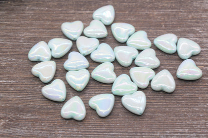 Iridescent Heart Beads, AB Blue Heart Beads, Heart Chunky Acrylic Beads, Large Heart Shape Beads, Bracelet Making Jewelry Finding#2633