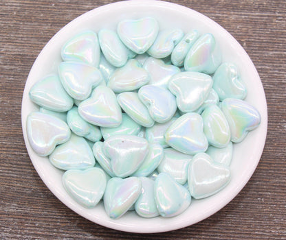 Iridescent Heart Beads, AB Blue Heart Beads, Heart Chunky Acrylic Beads, Large Heart Shape Beads, Bracelet Making Jewelry Finding#2633