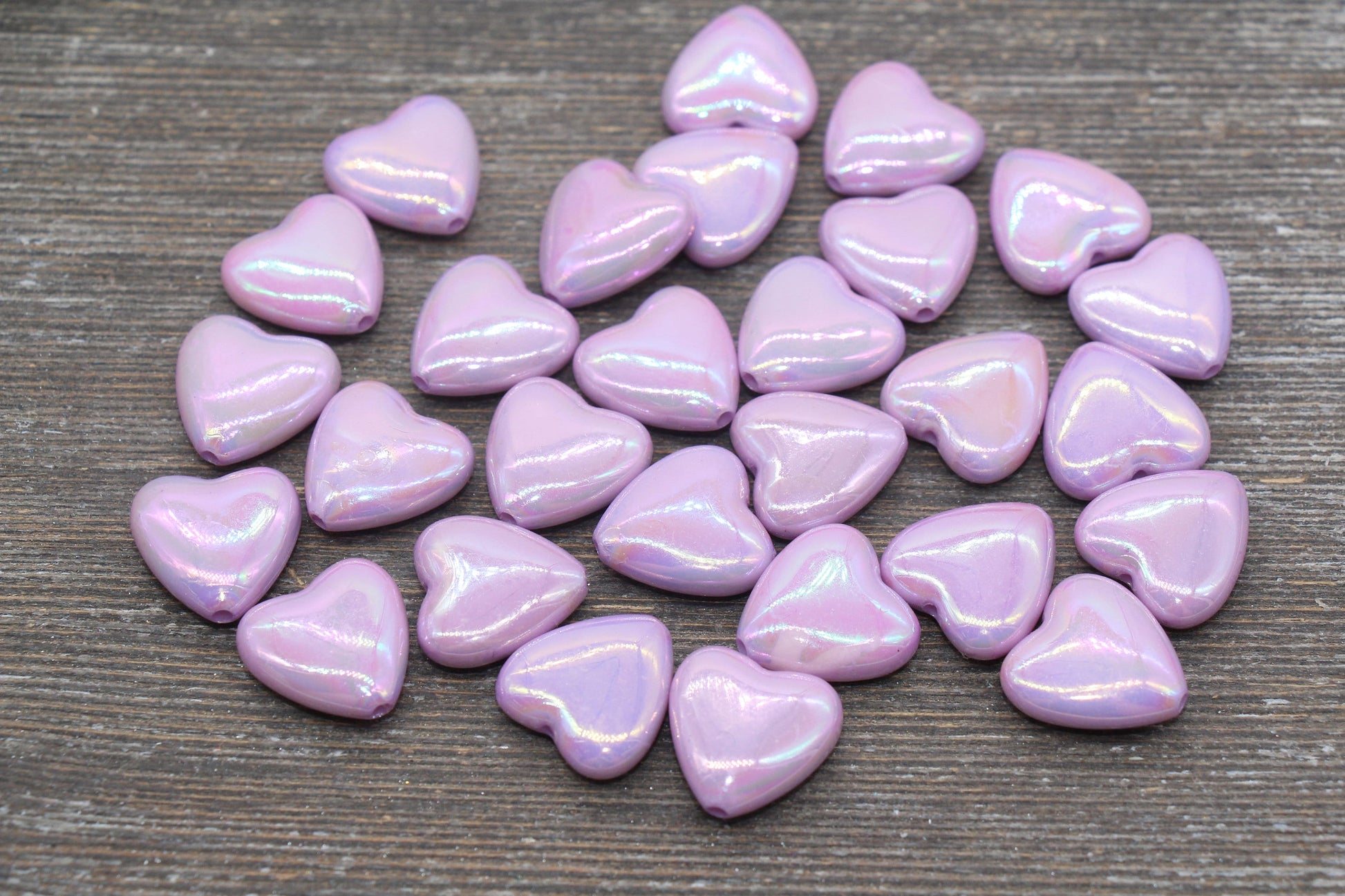 Iridescent Heart Beads, AB Purple Heart Beads, Heart Chunky Acrylic Beads, Large Heart Shape Beads, Bracelet Making Jewelry Finding #2637