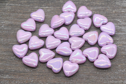 Iridescent Heart Beads, AB Purple Heart Beads, Heart Chunky Acrylic Beads, Large Heart Shape Beads, Bracelet Making Jewelry Finding #2637