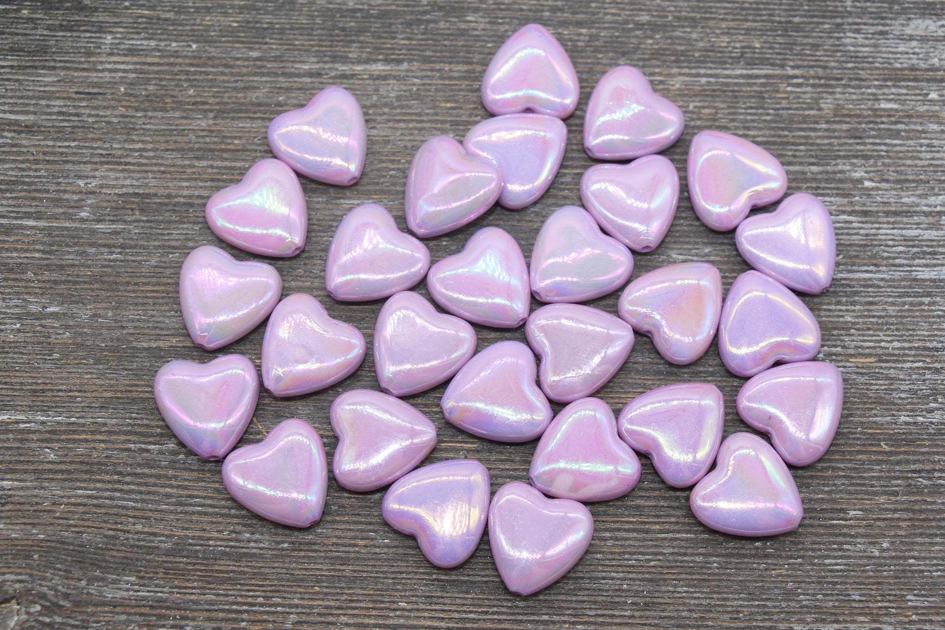 Iridescent Heart Beads, AB Purple Heart Beads, Heart Chunky Acrylic Beads, Large Heart Shape Beads, Bracelet Making Jewelry Finding #2637