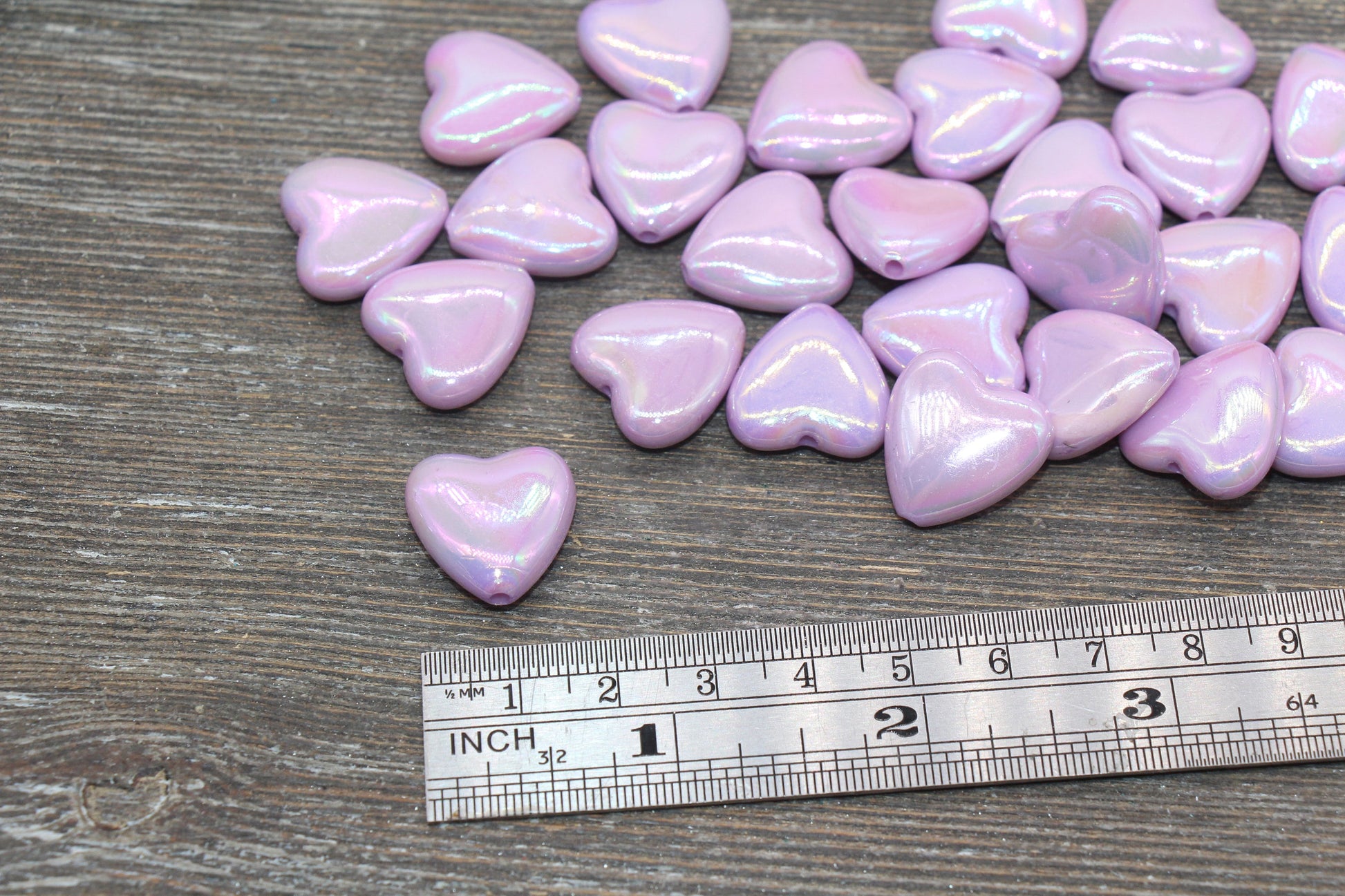 Iridescent Heart Beads, AB Purple Heart Beads, Heart Chunky Acrylic Beads, Large Heart Shape Beads, Bracelet Making Jewelry Finding #2637
