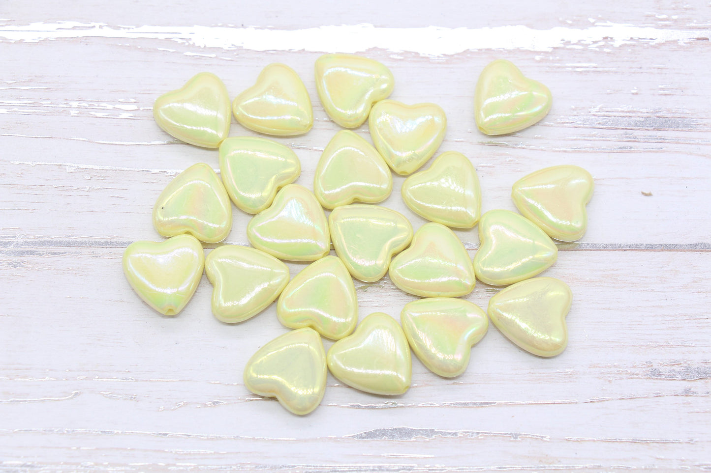 Iridescent Heart Beads, AB Yellow Heart Beads, Heart Chunky Acrylic Beads, Large Heart Shape Beads, Bracelet Making Jewelry Finding #2638