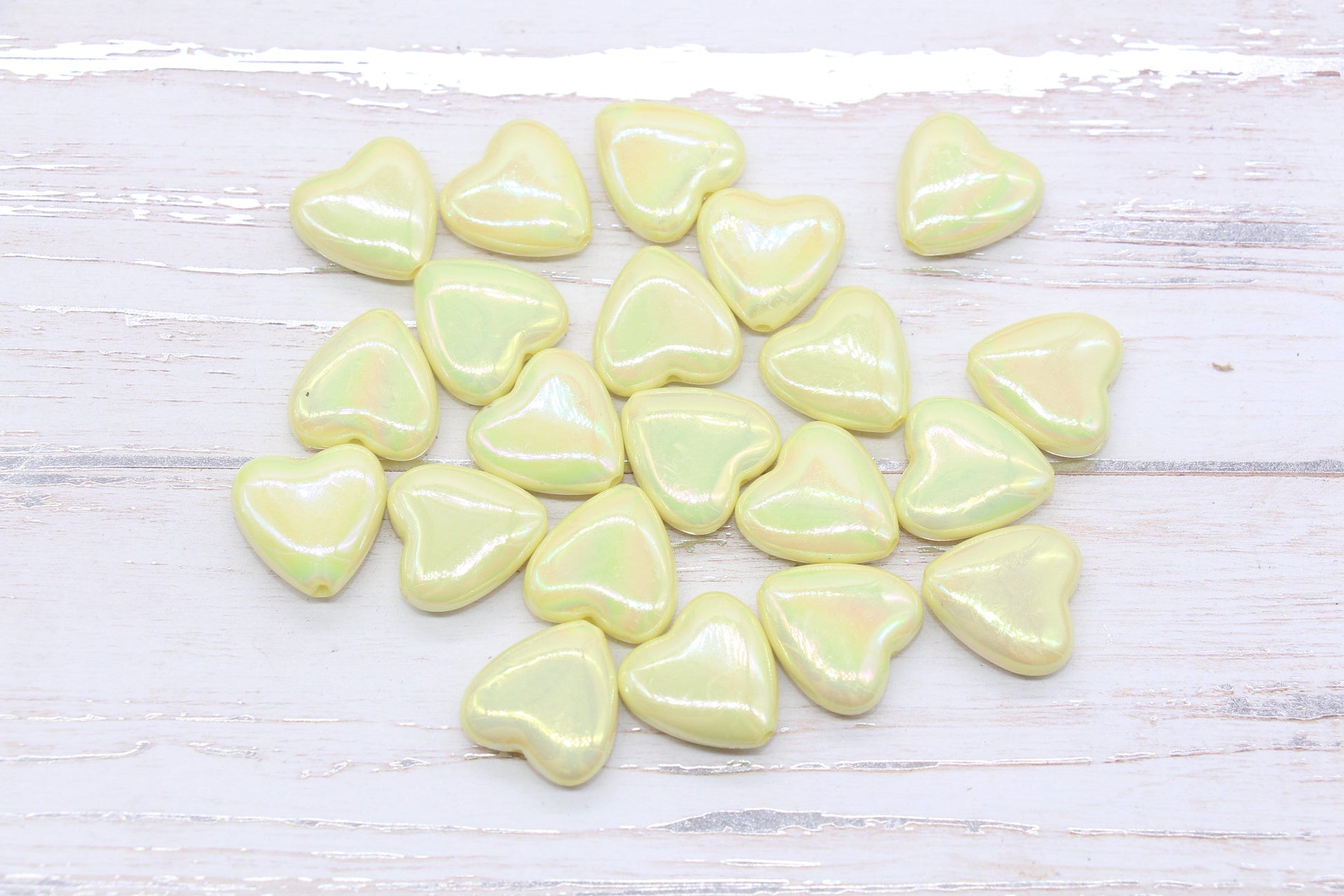 Iridescent Heart Beads, AB Yellow Heart Beads, Heart Chunky Acrylic Beads, Large Heart Shape Beads, Bracelet Making Jewelry Finding #2638