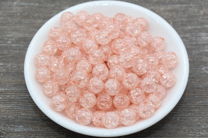 10mm Peach Crackle Gumball Beads, Acrylic Crackle Loose Beads, Bubblegum Beads, Chunky Beads, Smooth Round Plastic Beads #899