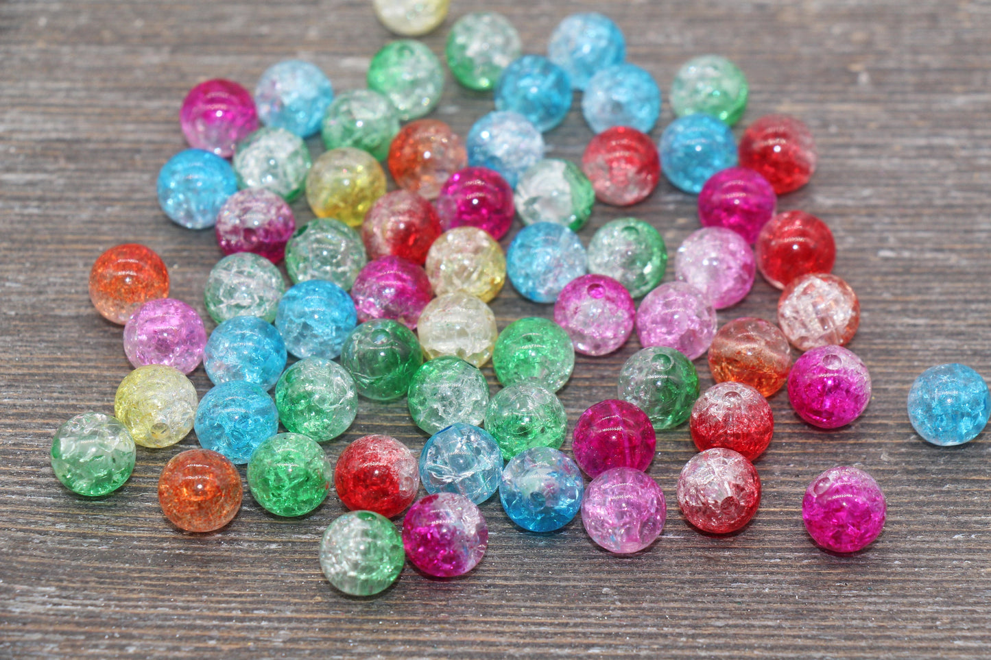 10mm Ombre Crackle Gumball Beads, Acrylic Crackle Loose Beads, Bubblegum Beads, Chunky Beads, Smooth Round Plastic Beads #530