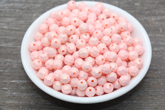 8mm Pink Shimmer Faceted Gumball Beads, Faceted Acrylic Loose Beads, Bubblegum Beads, Chunky Beads, Pink Gumball Beads #2542