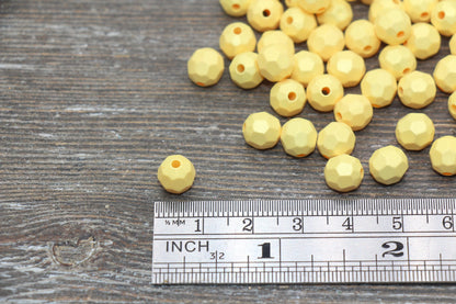 8mm Yellow Shimmer Faceted Gumball Beads, Faceted Acrylic Loose Beads, Bubblegum Beads, Chunky Beads, Yellow Gumball Beads #2546