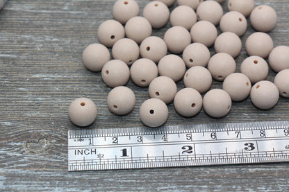 12mm Matte Tan Round Beads, Frosted Acrylic Round Gumball Beads, Bubblegum Beads, Chunky Beads, Plastic Round Bead #2549