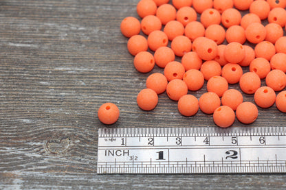 8mm Matte Orange Round Beads, Acrylic Gumball Bead, Frosted Orange Round Spacer Beads, Bubblegum Beads, Plastic Round Bead #2550