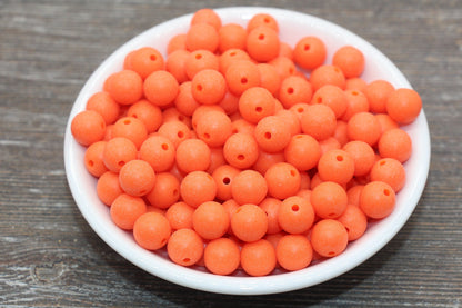 10mm Matte Orange Gumball Beads, Round Acrylic Loose Beads, Frosted Orange Bubblegum Beads, Chunky Beads, Round Plastic Beads #2551