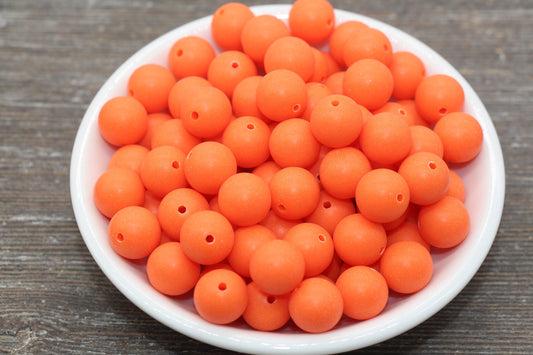 12mm Matte Orange Round Beads, Frosted Acrylic Round Gumball Beads, Bubblegum Beads, Chunky Beads, Plastic Round Bead #2552