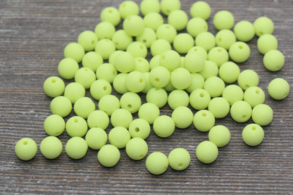 8mm Matte Lime Green Round Beads, Acrylic Gumball Bead, Frosted Green Round Spacer Beads, Bubblegum Beads, Plastic Round Bead #2553