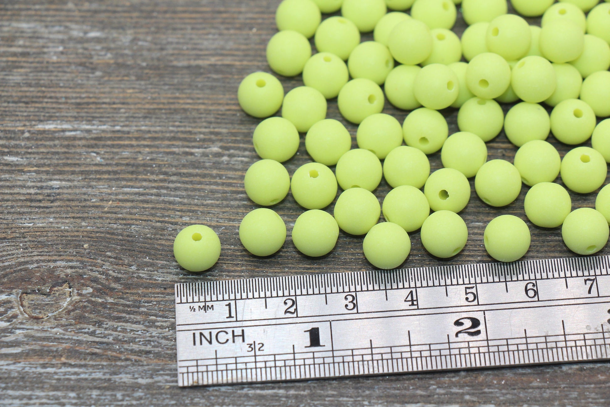 8mm Matte Lime Green Round Beads, Acrylic Gumball Bead, Frosted Green Round Spacer Beads, Bubblegum Beads, Plastic Round Bead #2553