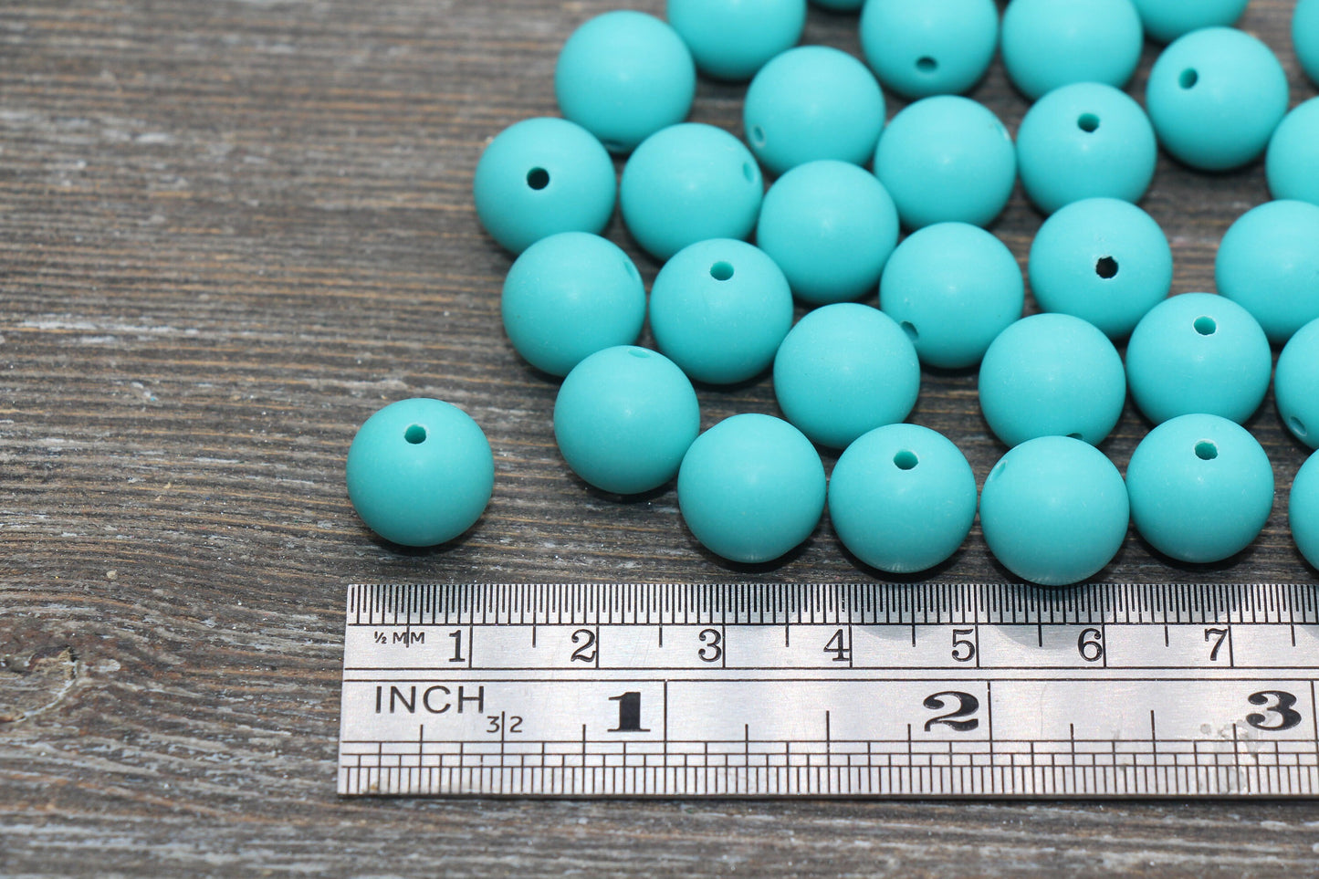 12mm Matte Turquoise Round Beads, Frosted Acrylic Round Gumball Beads, Bubblegum Beads, Chunky Beads, Plastic Round Bead #2567