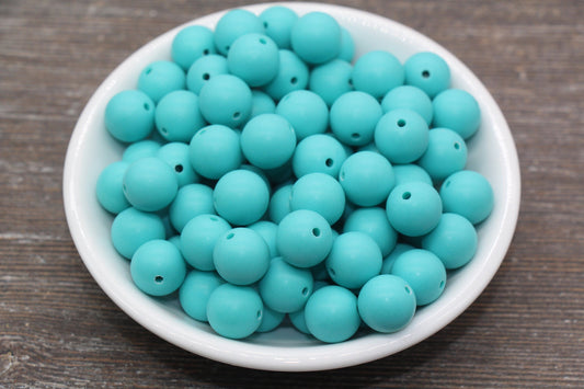 12mm Matte Turquoise Round Beads, Frosted Acrylic Round Gumball Beads, Bubblegum Beads, Chunky Beads, Plastic Round Bead #2567