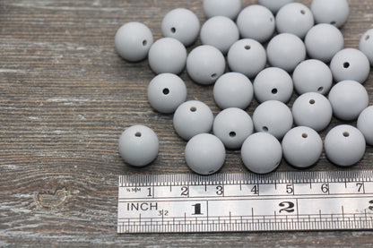 12mm Matte Gray Round Beads, Frosted Gray Acrylic Round Gumball Beads, Bubblegum Beads, Chunky Beads, Plastic Round Bead, #2570