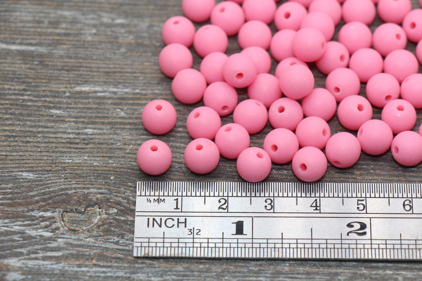 8mm Matte Pink Round Beads, Acrylic Gumball Bead, Frosted Pink Round Spacer Beads, Bubblegum Beads, Plastic Round Bead #2571