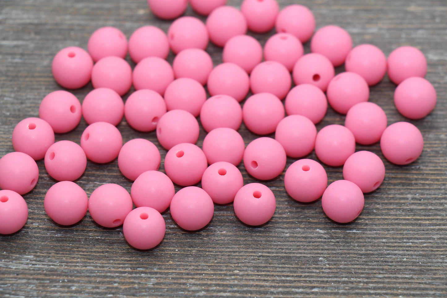 10mm Matte Pink Gumball Beads, Round Acrylic Loose Beads, Frosted Pink Bubblegum Beads, Chunky Beads, Round Beads #2572