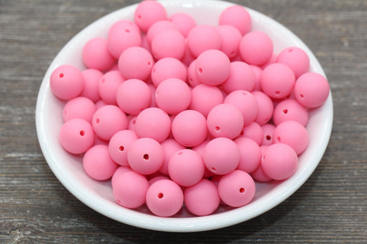 12mm Matte Pink Round Beads, Frosted Pink Acrylic Round Gumball Beads, Bubblegum Beads, Chunky Beads, Plastic Round Bead, #2573