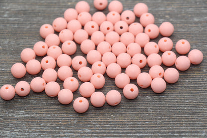 8mm Matte Pink Round Beads, Acrylic Gumball Bead, Frosted Pink Round Spacer Beads, Bubblegum Beads, Plastic Round Bead #2574