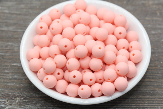 10mm Matte Peach Gumball Beads, Round Acrylic Loose Beads, Frosted Peach Bubblegum Beads, Chunky Beads, Round Beads #2575