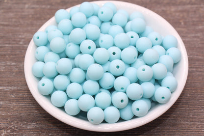 10mm Matte Pool Blue Gumball Beads, Round Acrylic Loose Beads, Frosted Blue Bubblegum Beads, Chunky Beads, Round Beads #2578