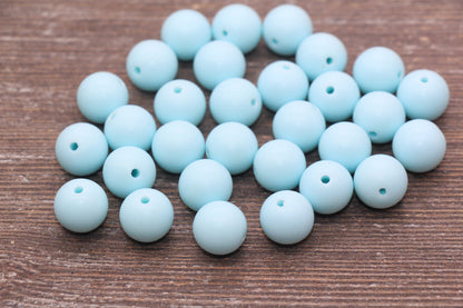 12mm Matte Pool Blue Round Beads, Frosted Blue Acrylic Round Gumball Beads, Bubblegum Beads, Chunky Beads, Plastic Round Bead, #2579