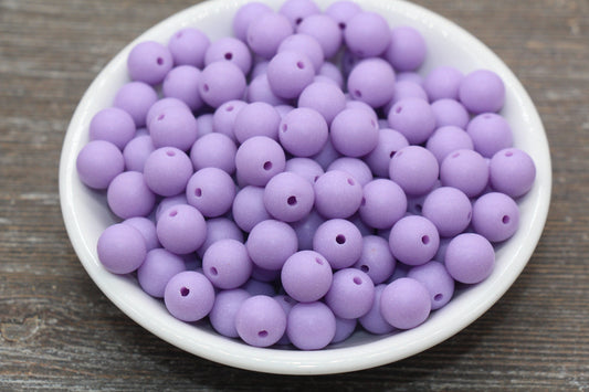 10mm Matte Lavender Gumball Beads, Round Acrylic Loose Beads, Frosted Purple Bubblegum Beads, Chunky Beads, Round Beads #2581