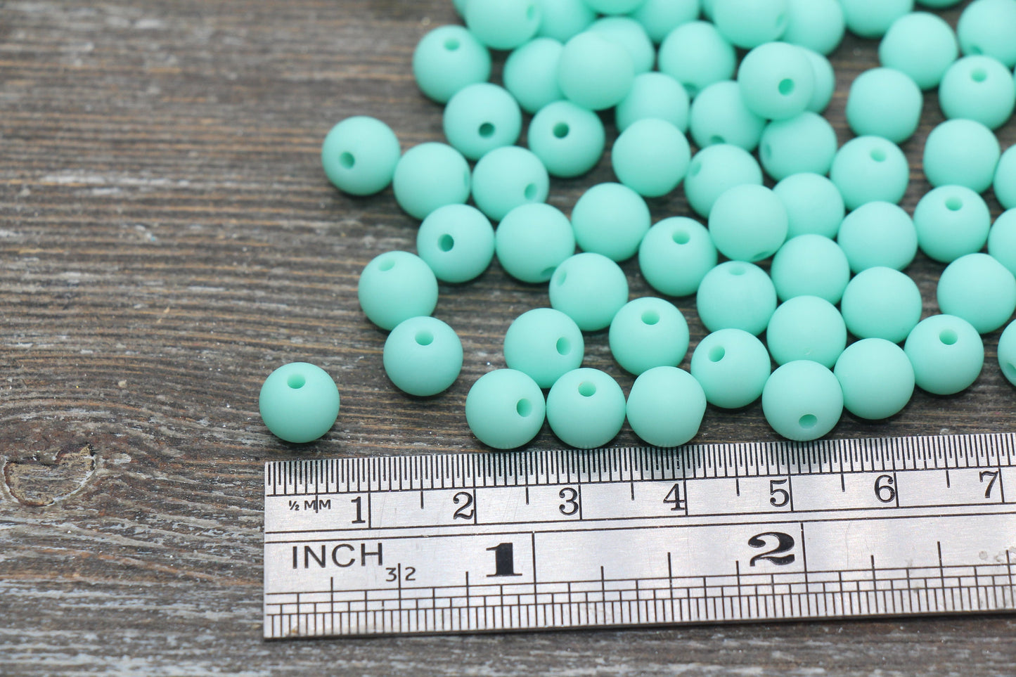 8mm Matte Mint Green Round Beads, Acrylic Gumball Bead, Frosted Mint Green Round Spacer Beads, Bubblegum Beads, Plastic Round Bead #2583