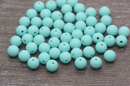 10mm Matte Mint Green Gumball Beads, Round Acrylic Loose Beads, Frosted Mint Green Bubblegum Beads, Chunky Beads, Round Beads #2584