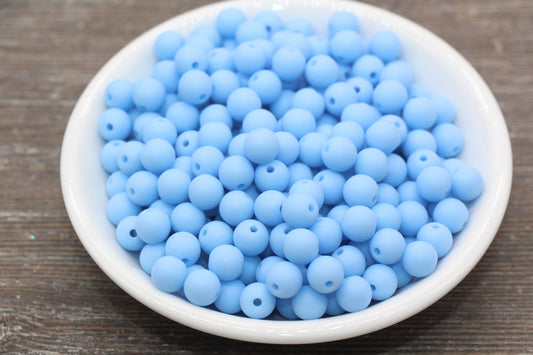 8mm Matte Dusty Blue Round Beads, Acrylic Gumball Bead, Frosted Blue Round Spacer Beads, Bubblegum Beads, Plastic Round Bead #2589