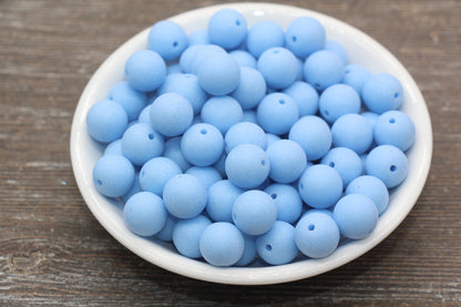 12mm Matte Dusty Blue Round Beads, Frosted Blue Acrylic Round Gumball Beads, Bubblegum Beads, Chunky Beads, Plastic Round Bead, #2591