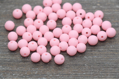 8mm Matte Pink Round Beads, Acrylic Gumball Bead, Frosted Pink Round Spacer Beads, Bubblegum Beads, Plastic Round Bead #2592