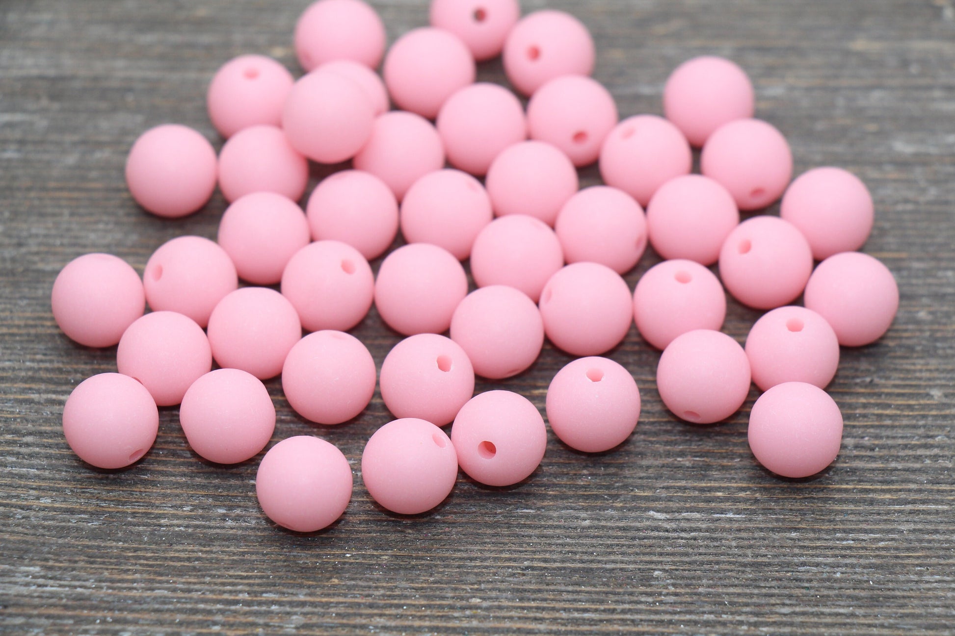 10mm Matte Pink Gumball Beads, Round Acrylic Loose Beads, Frosted Pink Bubblegum Beads, Chunky Beads, Round Beads #2593