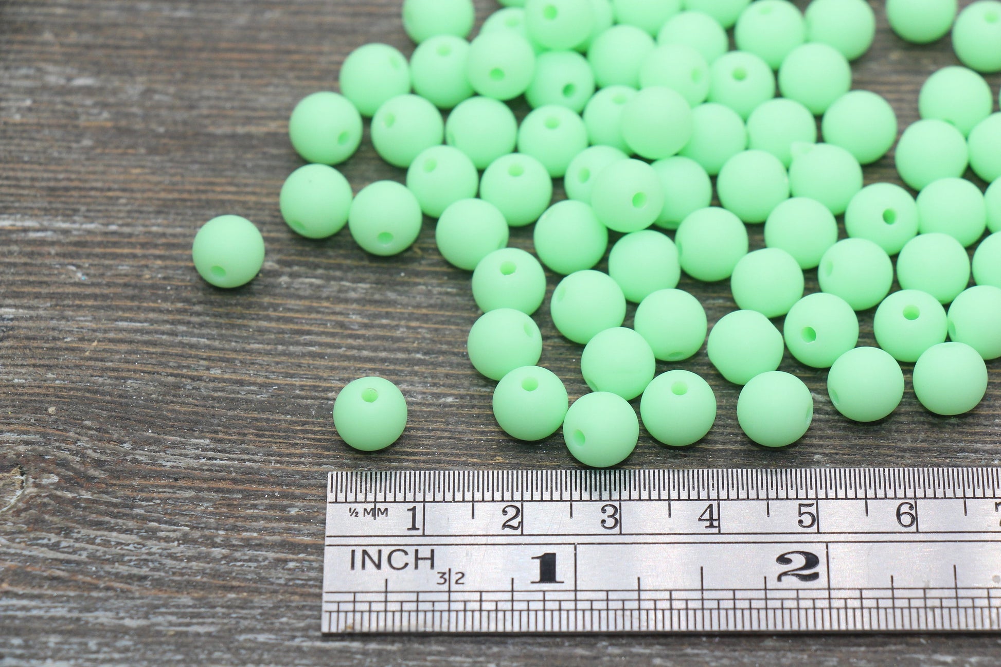 8mm Matte Light Green Round Beads, Acrylic Gumball Bead, Frosted Green Round Spacer Beads, Bubblegum Beads, Plastic Round Bead #2595