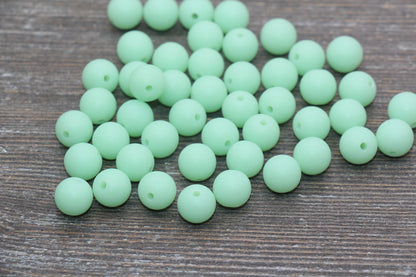 10mm Matte Light Green Gumball Beads, Round Acrylic Loose Beads, Frosted Green Bubblegum Beads, Chunky Beads, Round Beads #2596