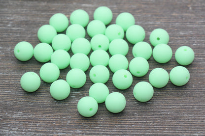 12mm Matte Light Green Round Beads, Frosted Green Acrylic Round Gumball Beads, Bubblegum Beads, Chunky Beads, Plastic Round Bead, #2597