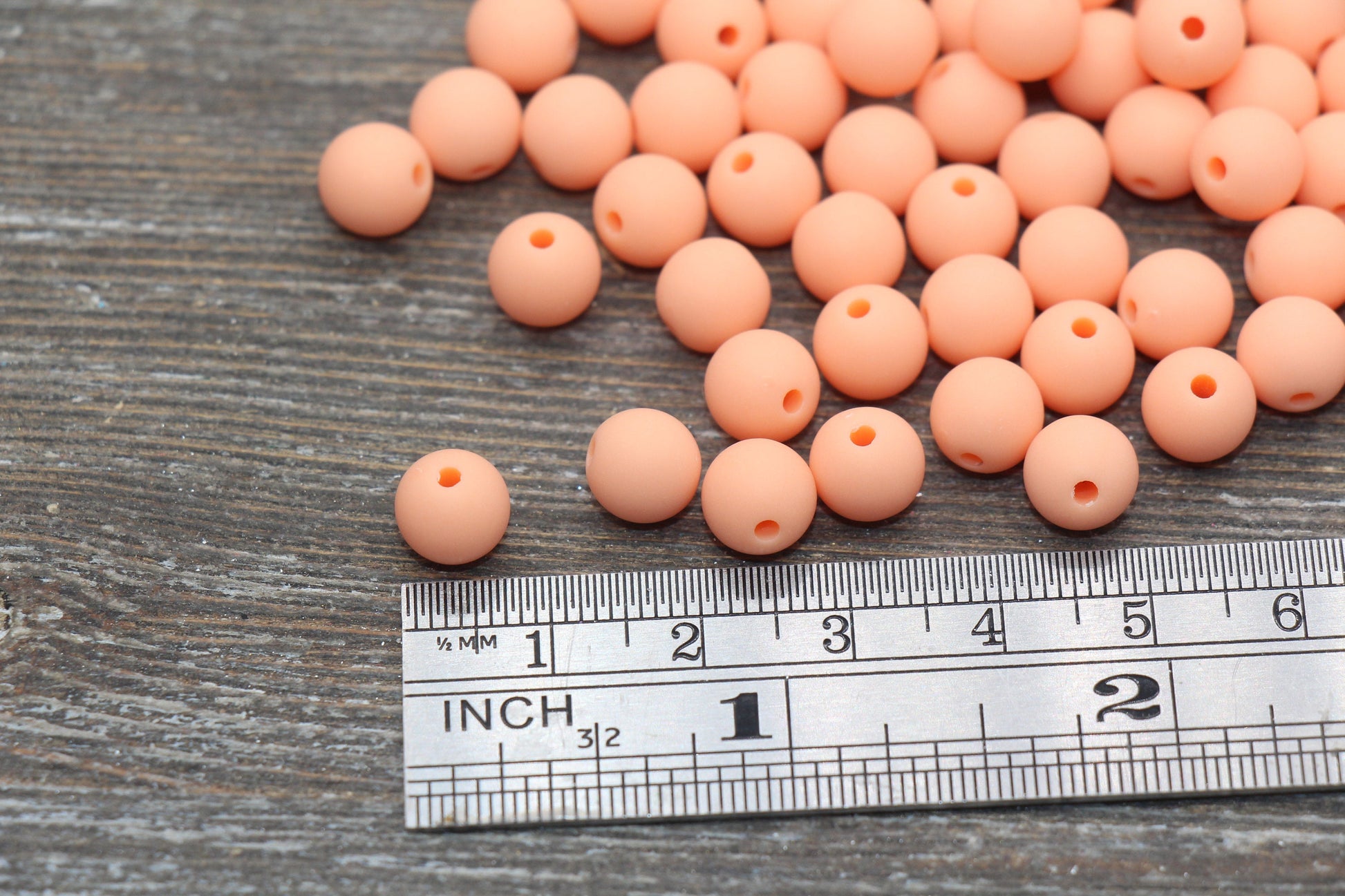 8mm Matte Peach Round Beads, Acrylic Gumball Bead, Frosted Peach Round Spacer Beads, Bubblegum Beads, Plastic Round Bead #2600