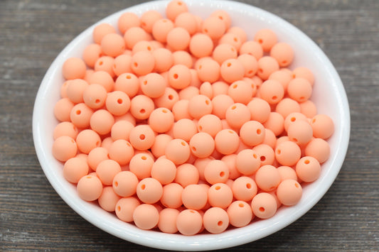 8mm Matte Peach Round Beads, Acrylic Gumball Bead, Frosted Peach Round Spacer Beads, Bubblegum Beads, Plastic Round Bead #2600