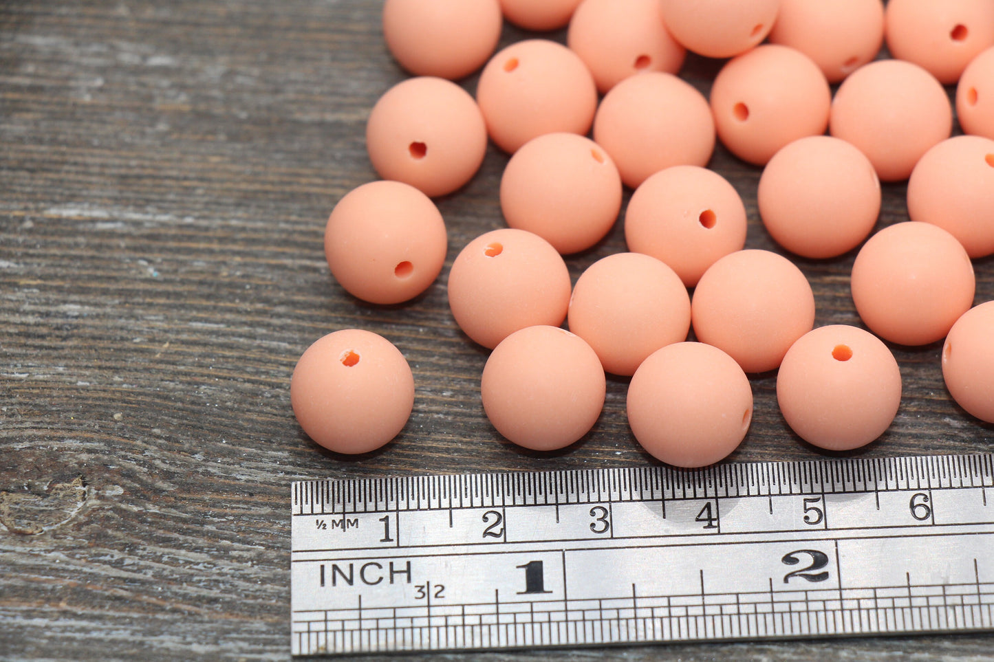 12mm Matte Peach Round Beads, Frosted Peach Acrylic Round Gumball Beads, Bubblegum Beads, Chunky Beads, Plastic Round Bead, #2601