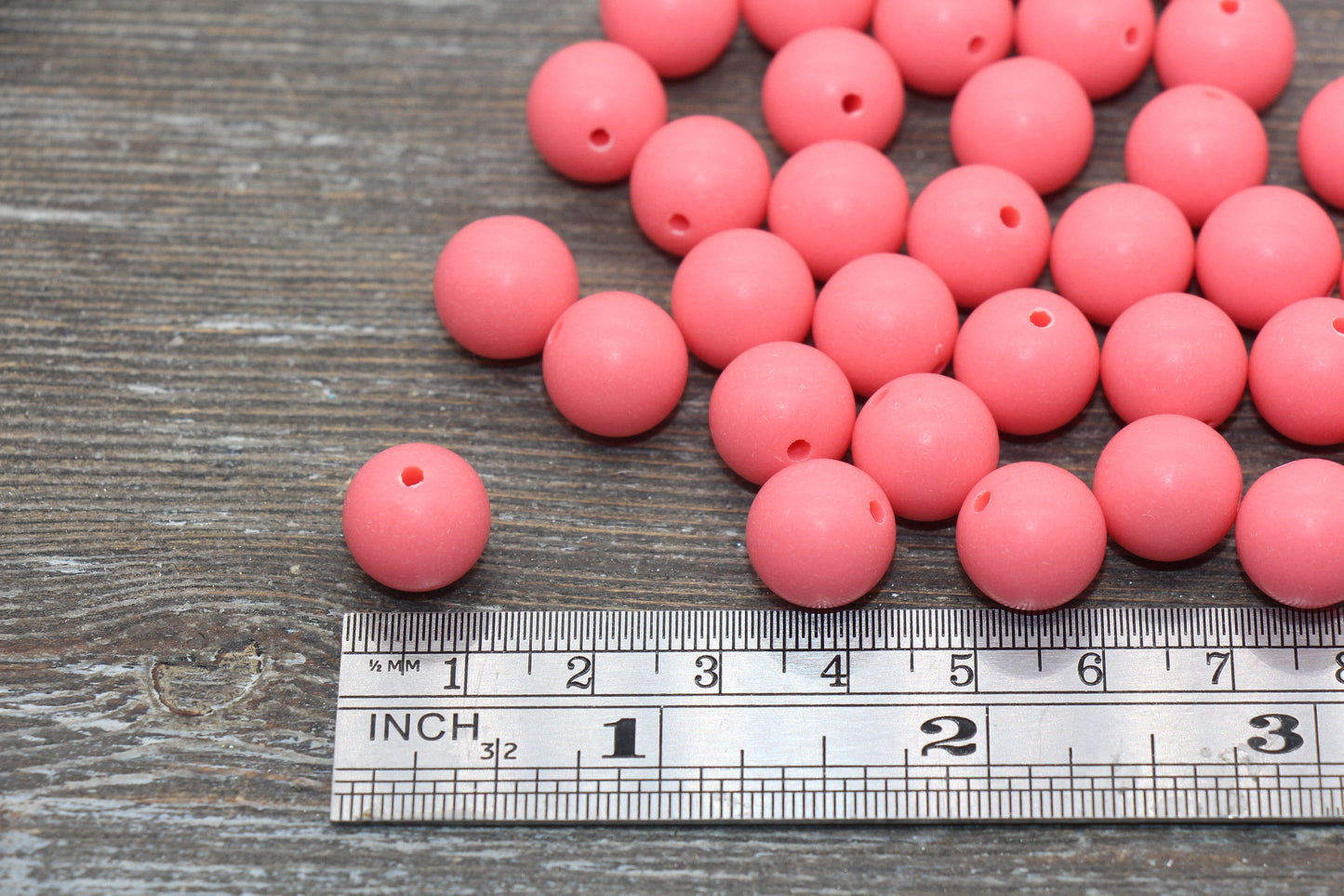 12mm Matte Watermelon Pink Round Beads, Frosted Pink Acrylic Round Gumball Beads, Bubblegum Beads, Chunky Beads, Plastic Round Bead, #2602