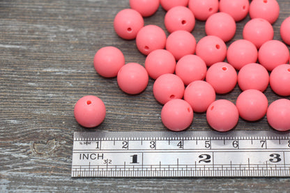 12mm Matte Watermelon Pink Round Beads, Frosted Pink Acrylic Round Gumball Beads, Bubblegum Beads, Chunky Beads, Plastic Round Bead, #2602