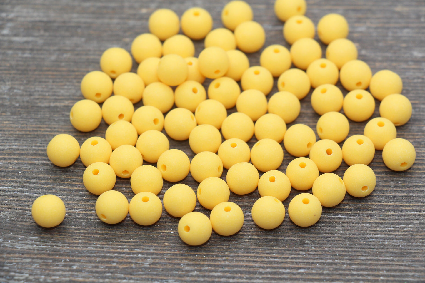 8mm Matte Yellow Round Beads, Acrylic Gumball Bead, Frosted Yellow Round Spacer Beads, Bubblegum Beads, Plastic Round Bead #2603